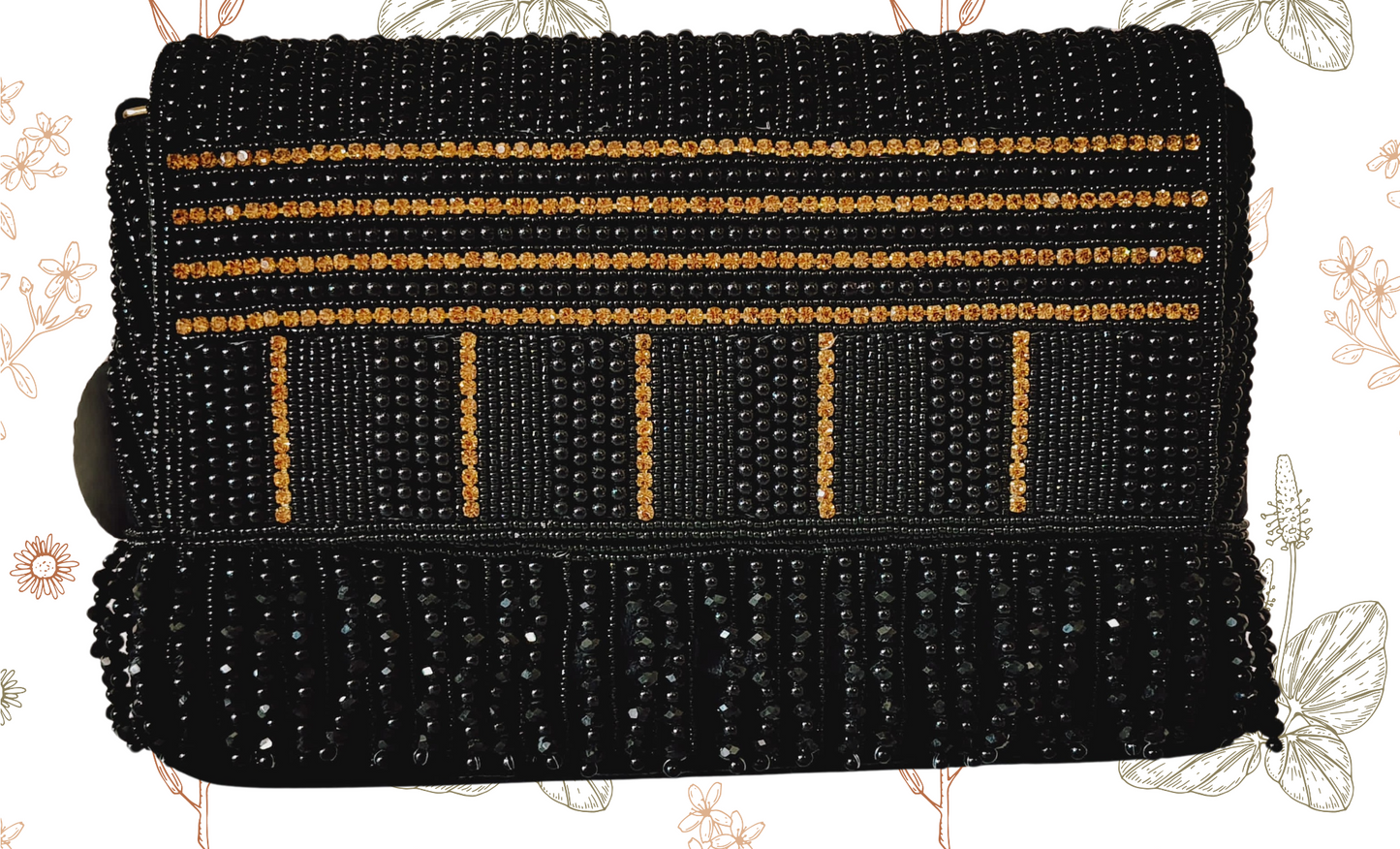 Black and Gold Beaded Handbag