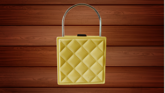 Elegant Yellow Quilted Box Clutch with Metal Handle and Chain Strap