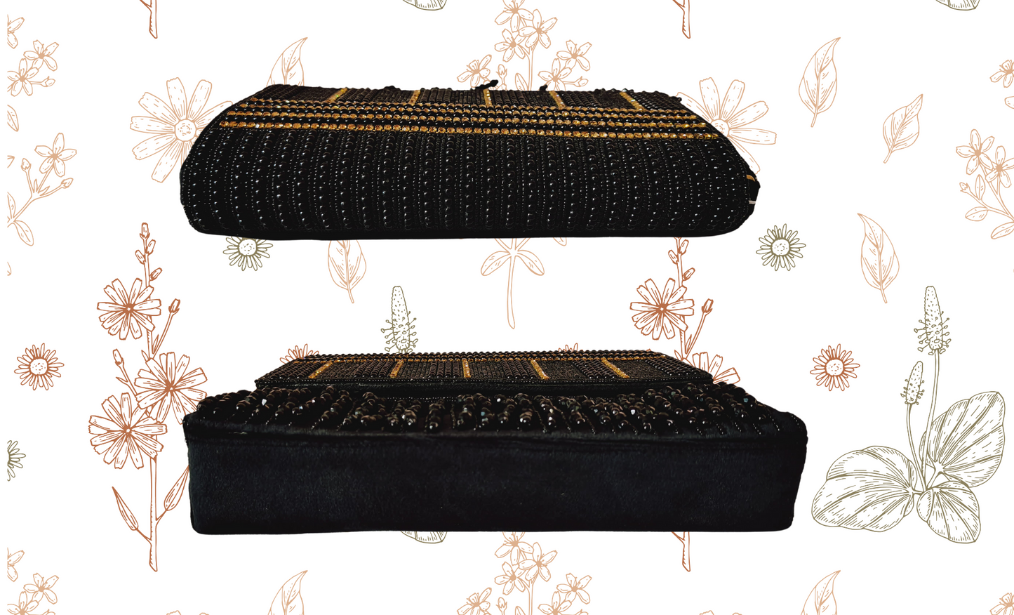 Black and Gold Beaded Handbag