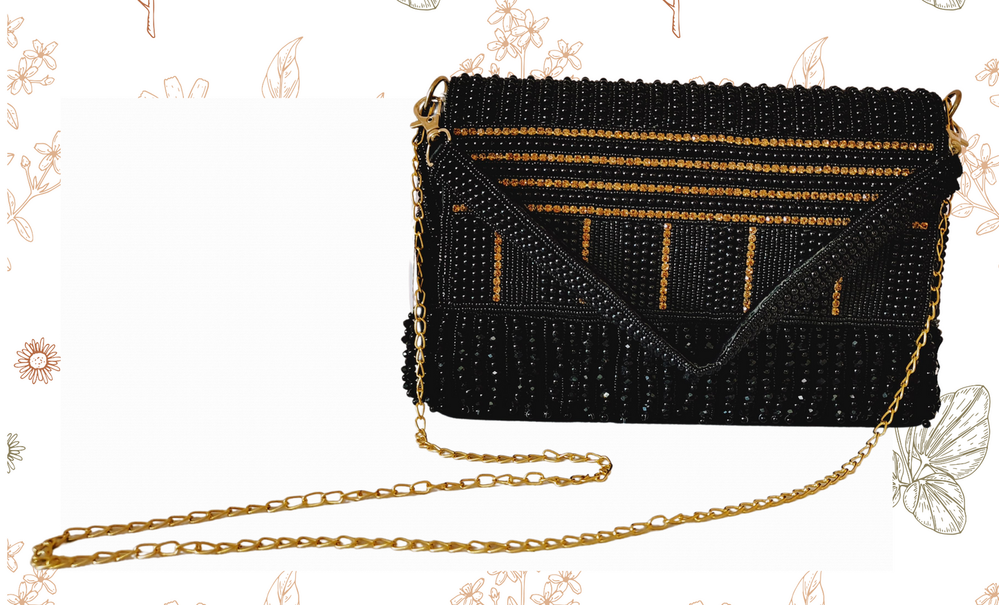 Black and Gold Beaded Handbag