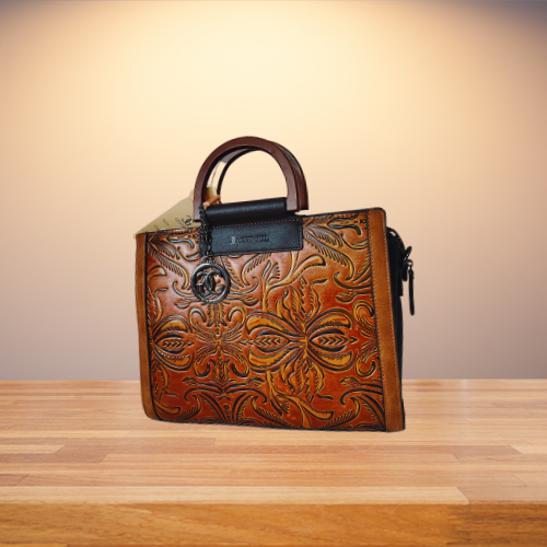 American Tote Beautifully Hand Tooled Genuine Leather Women Bag Western Handbag purse