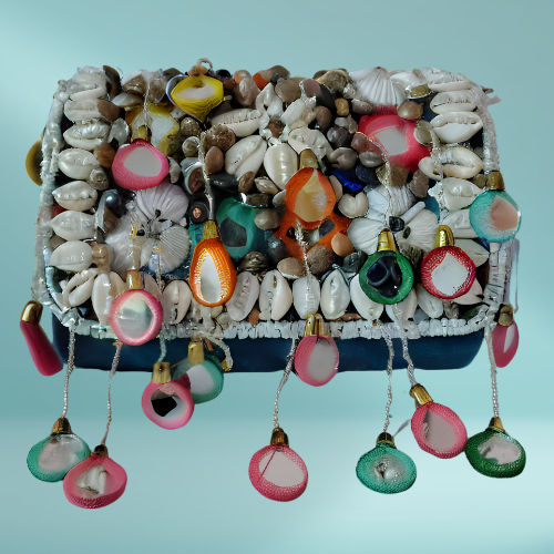 Handmade Shell and Bead Embellished Shoulder Bag